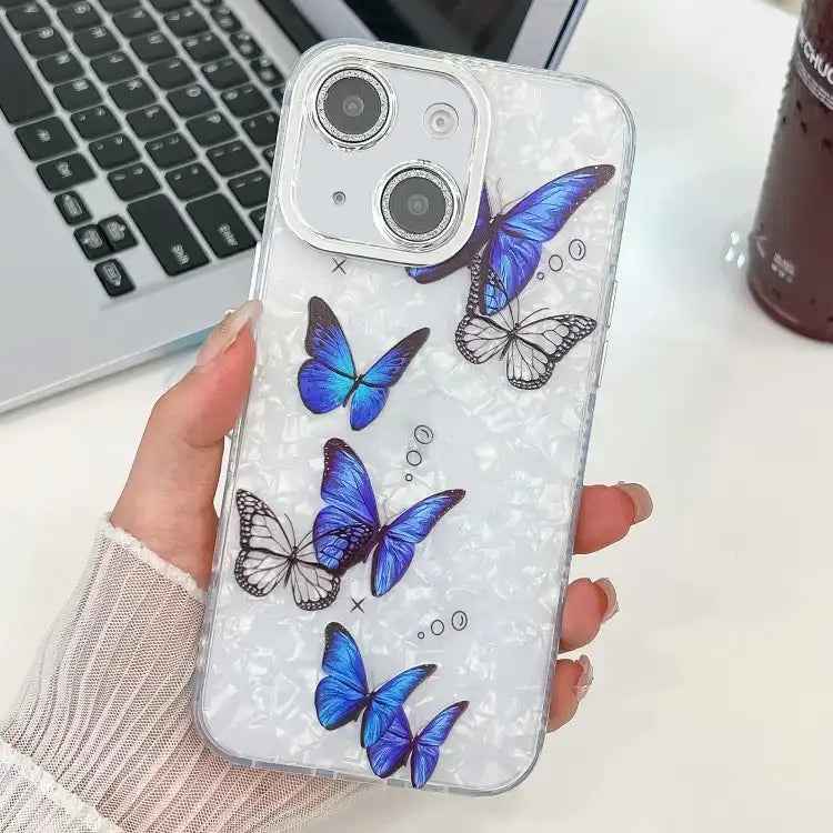 Plating Texture Butterfly TPU Phone Case with Glitter Lens Film