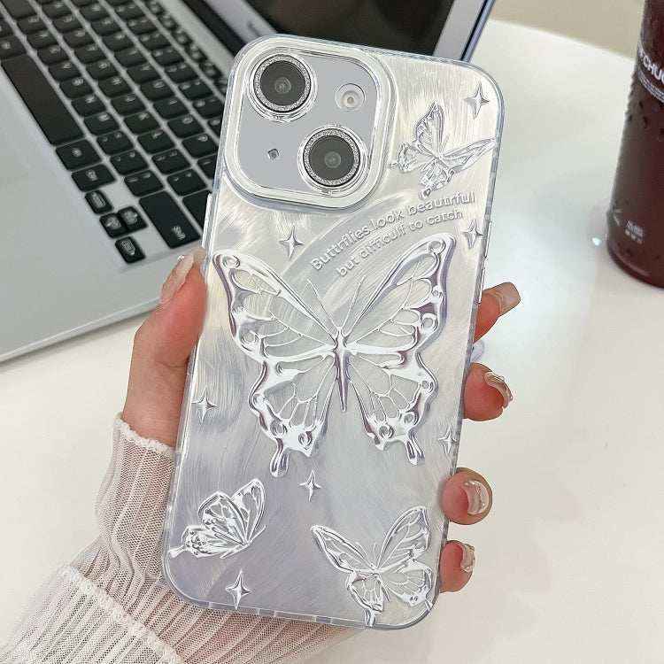 Plating Texture Butterfly TPU Phone Case with Glitter Lens Film
