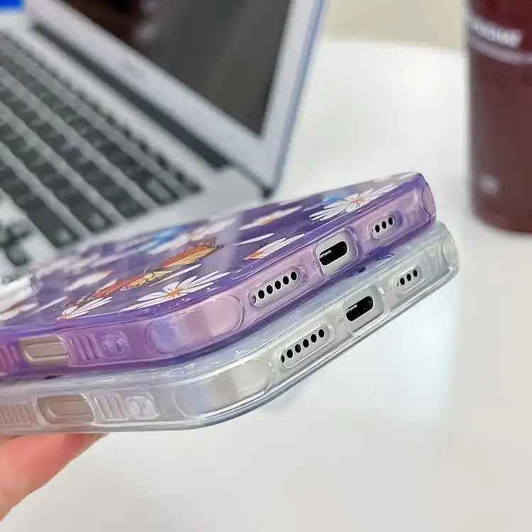 Plating Texture Butterfly TPU Phone Case with Glitter Lens Film