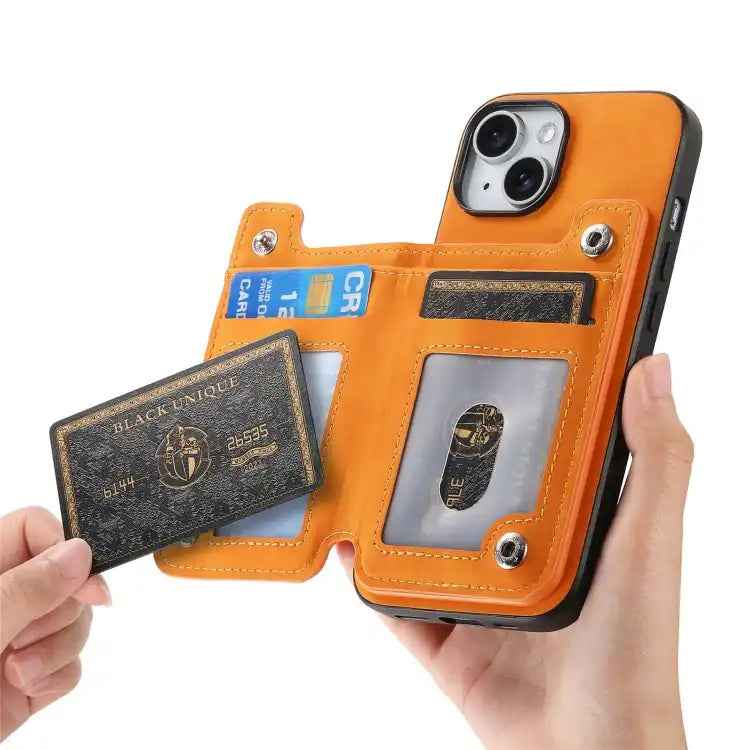 Retro MagSafe Zipper Wallet Card Bag Back Phone Case