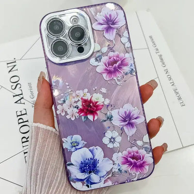 Electroplating Flowers Plants Texture TPU Phone Case
