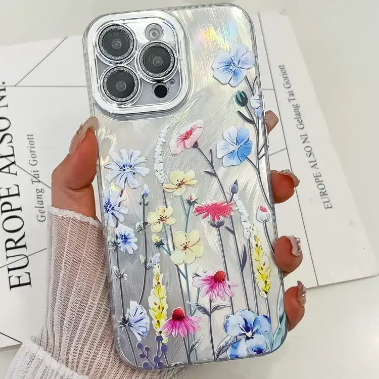 Electroplating Flowers Plants Texture TPU Phone Case