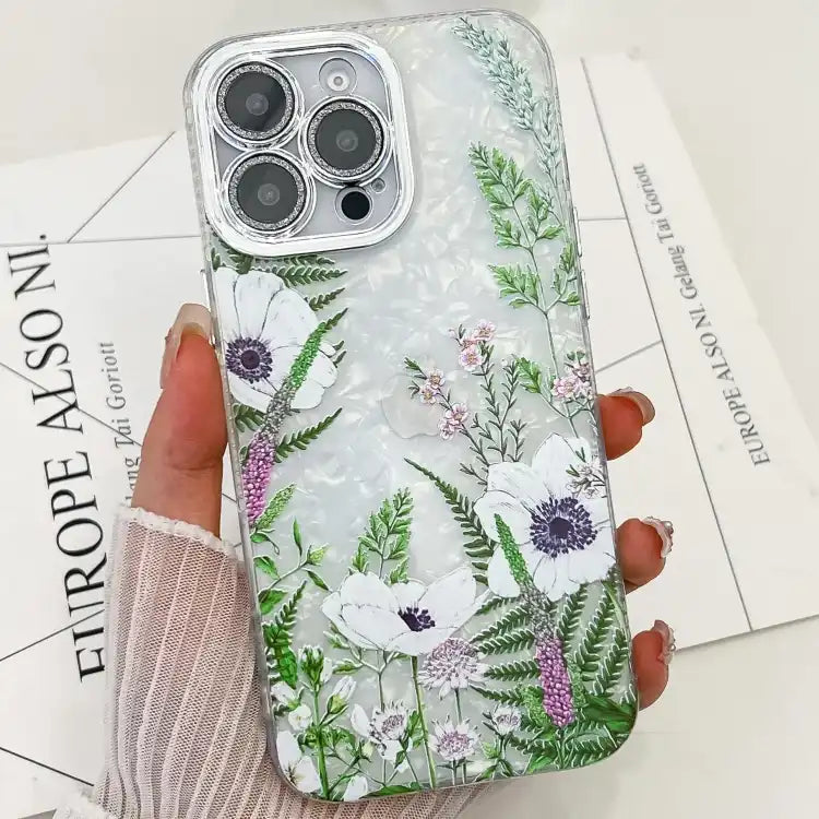 Electroplating Flowers Plants Texture TPU Phone Case