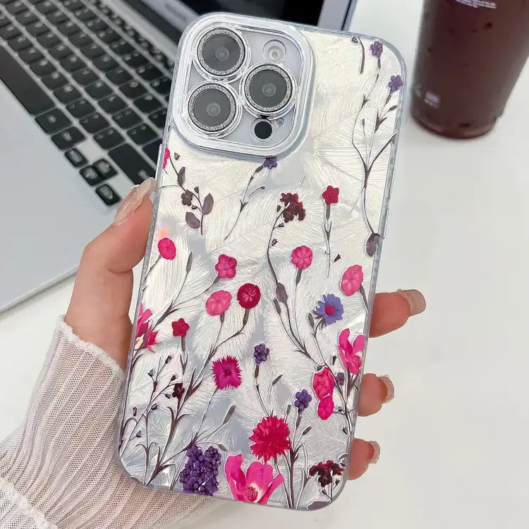 Electroplating Flowers Plants Texture TPU Phone Case
