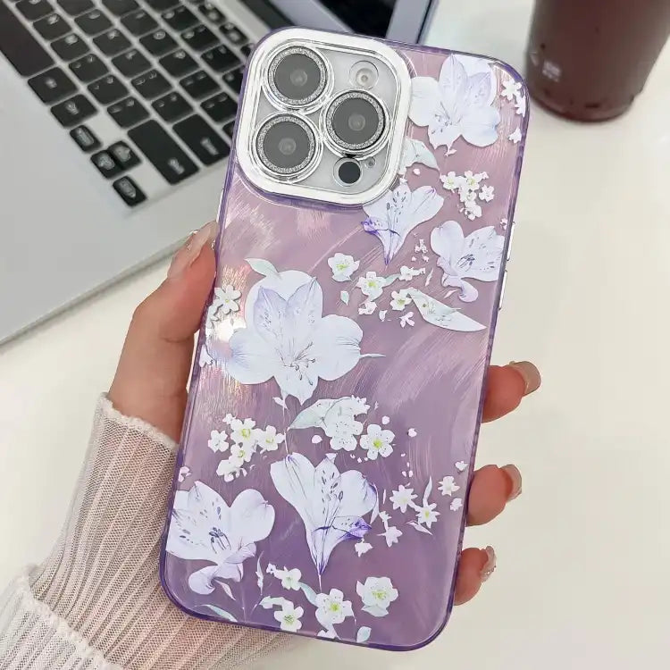 Electroplating Flowers Plants Texture TPU Phone Case