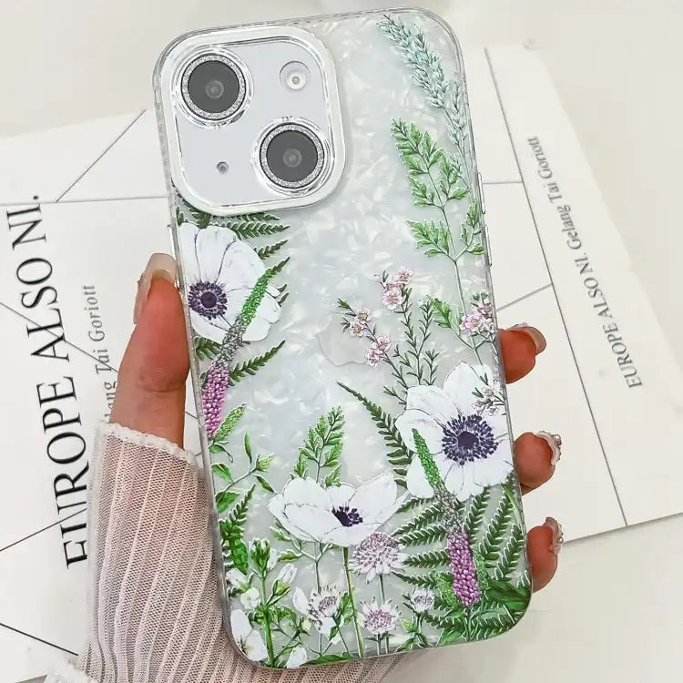 Electroplating Flowers Plants Texture TPU Phone Case