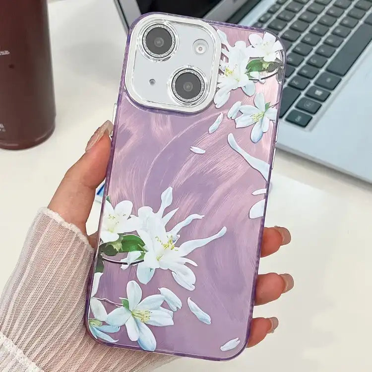 Electroplating Flowers Plants Texture TPU Phone Case