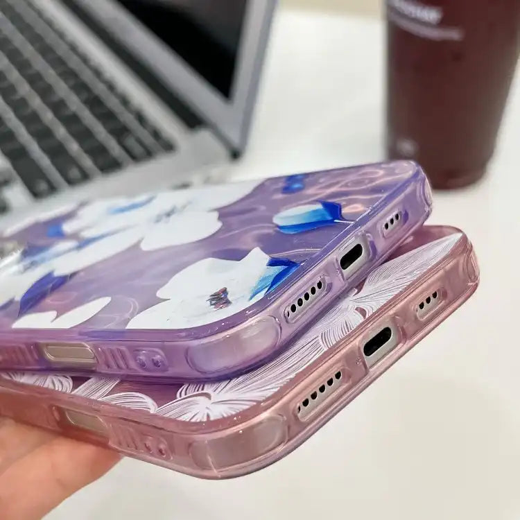 Electroplating Flowers Plants Texture TPU Phone Case