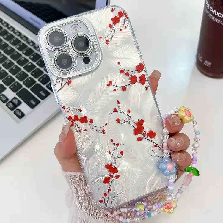 Electroplating Flower Texture Wristband TPU Phone Case
