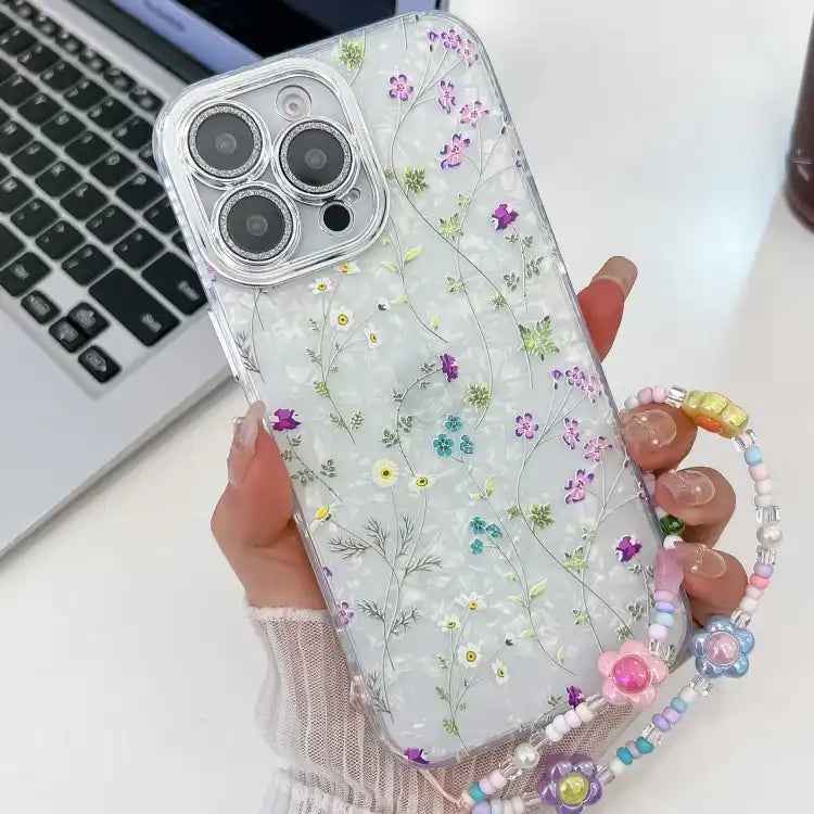 Electroplating Flower Texture Wristband TPU Phone Case