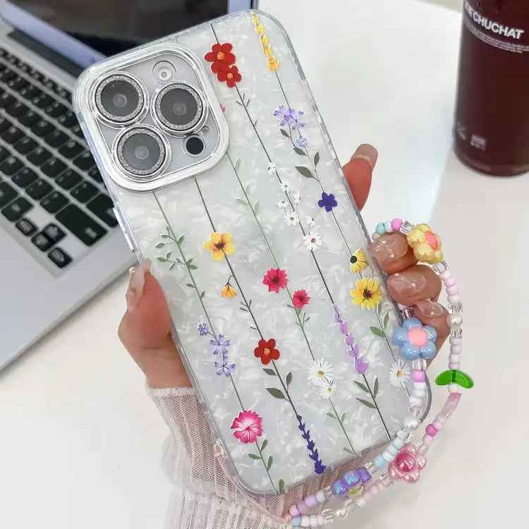 Electroplating Flower Texture Wristband TPU Phone Case