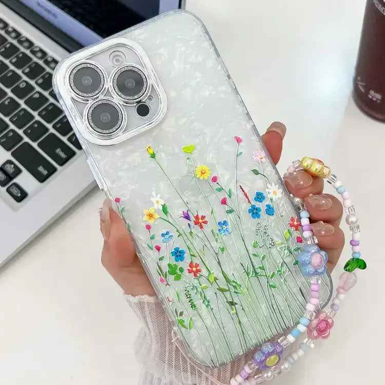 Electroplating Flower Texture Wristband TPU Phone Case