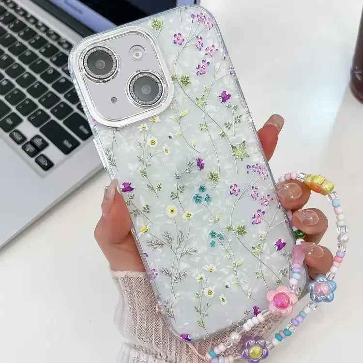 Electroplating Flower Texture Wristband TPU Phone Case
