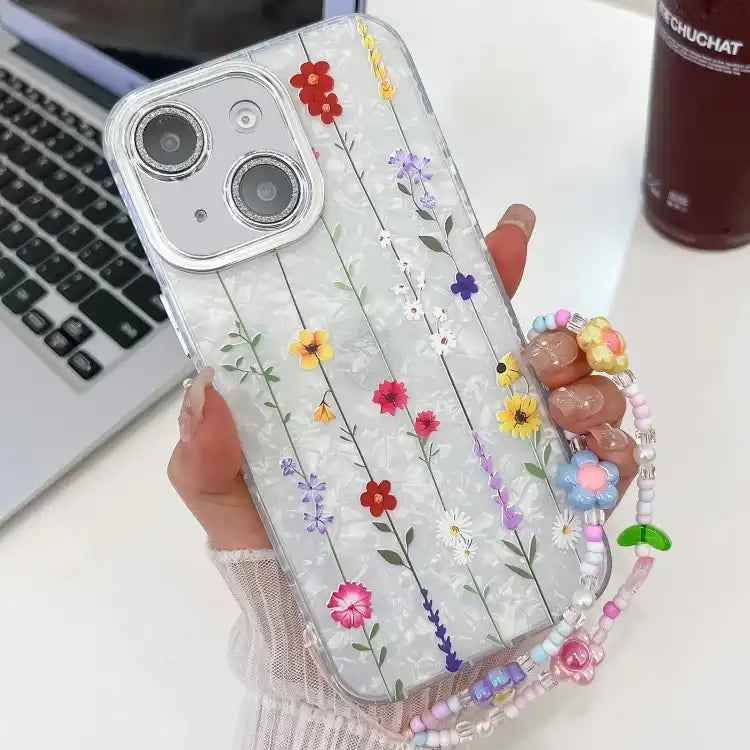 Electroplating Flower Texture Wristband TPU Phone Case