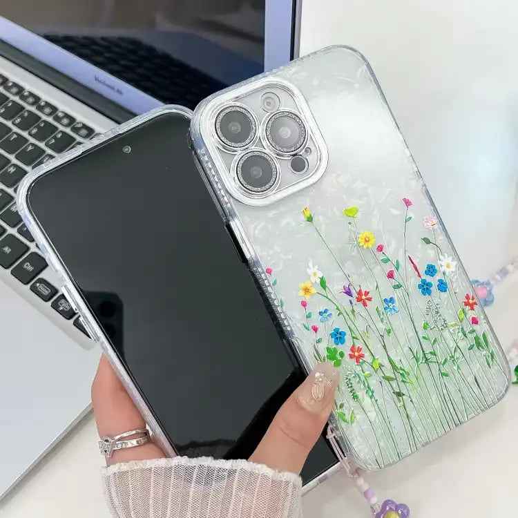 Electroplating Flower Texture Wristband TPU Phone Case