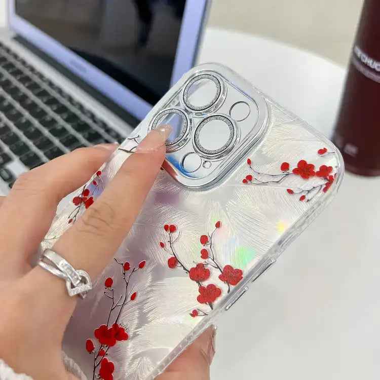 Electroplating Flower Texture Wristband TPU Phone Case