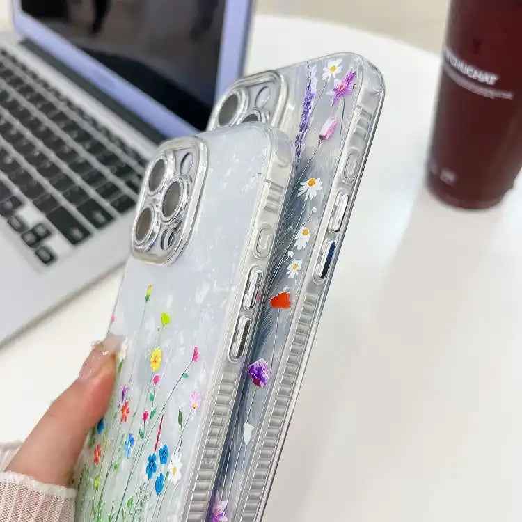 Electroplating Flower Texture Wristband TPU Phone Case
