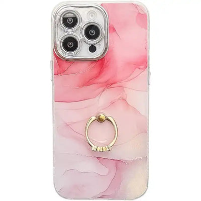 Electroplated Marble Texture Ring Holder Phone Case