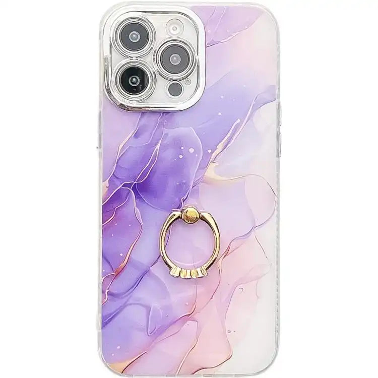 Electroplated Marble Texture Ring Holder Phone Case