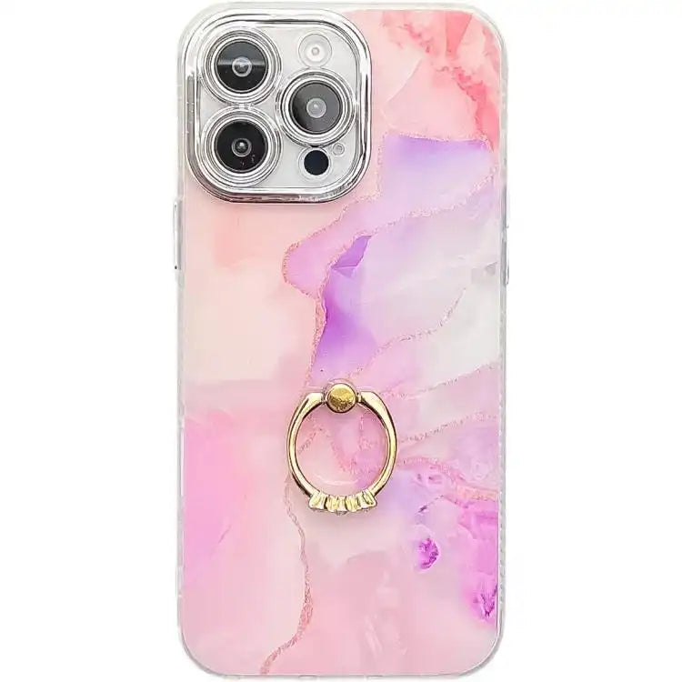 Electroplated Marble Texture Ring Holder Phone Case