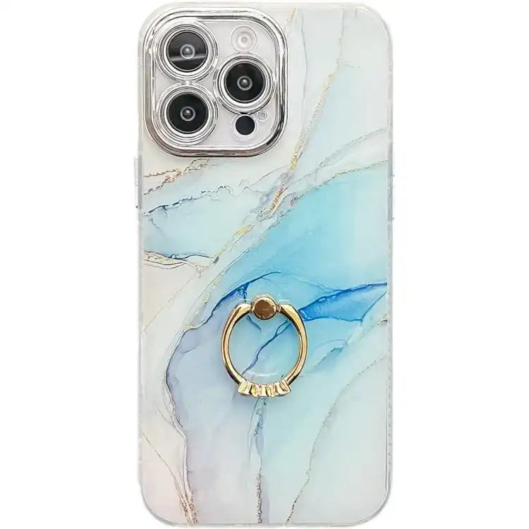 Electroplated Marble Texture Ring Holder Phone Case