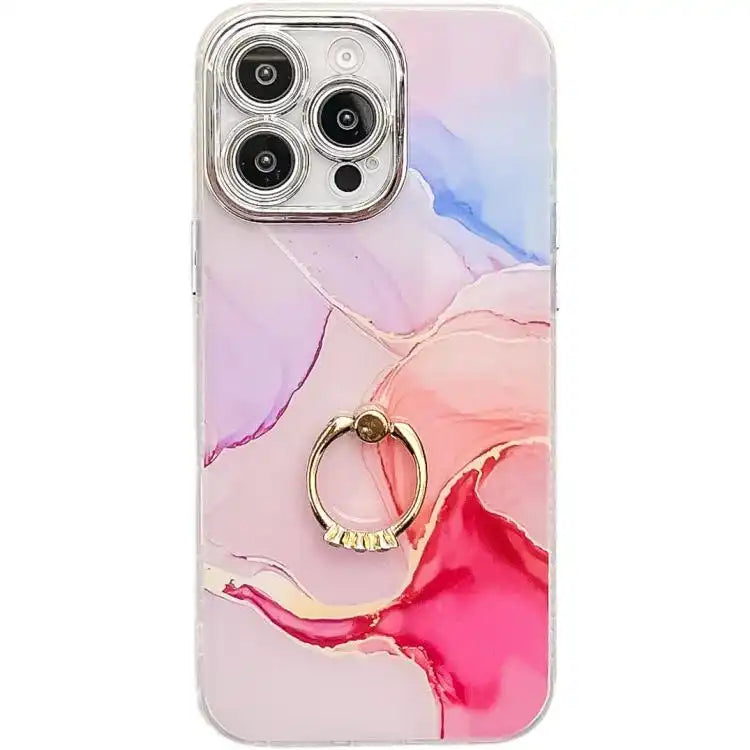 Electroplated Marble Texture Ring Holder Phone Case