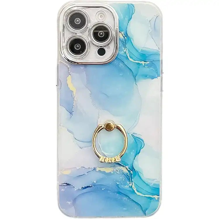 Electroplated Marble Texture Ring Holder Phone Case