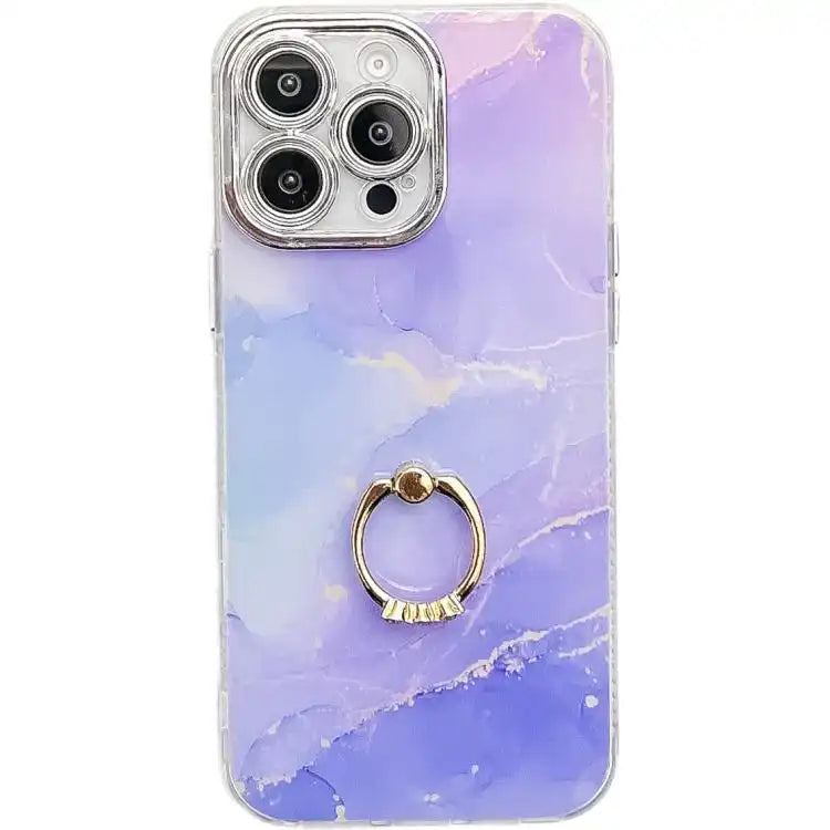 Electroplated Marble Texture Ring Holder Phone Case