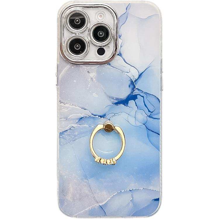 Electroplated Marble Texture Ring Holder Phone Case