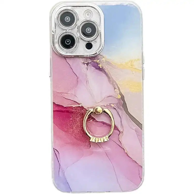 Electroplated Marble Texture Ring Holder Phone Case