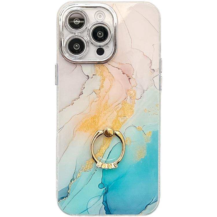 Electroplated Marble Texture Ring Holder Phone Case