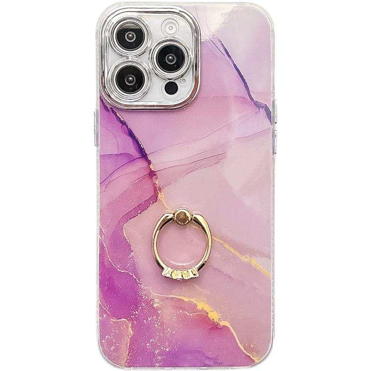 Electroplated Marble Texture Ring Holder Phone Case