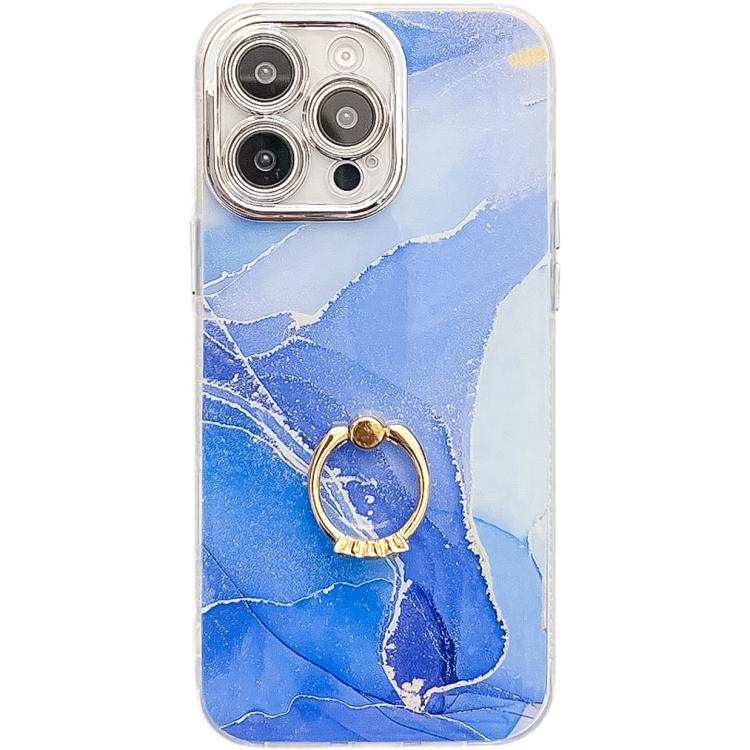 Electroplated Marble Texture Ring Holder Phone Case