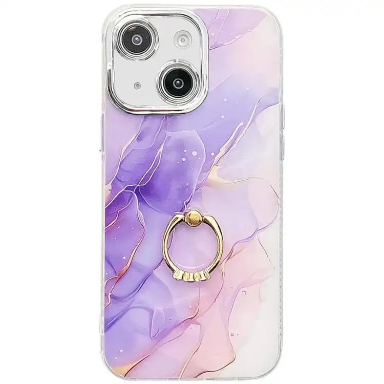 Electroplated Marble Texture Ring Holder Phone Case