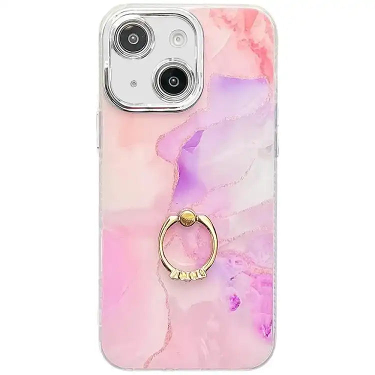 Electroplated Marble Texture Ring Holder Phone Case