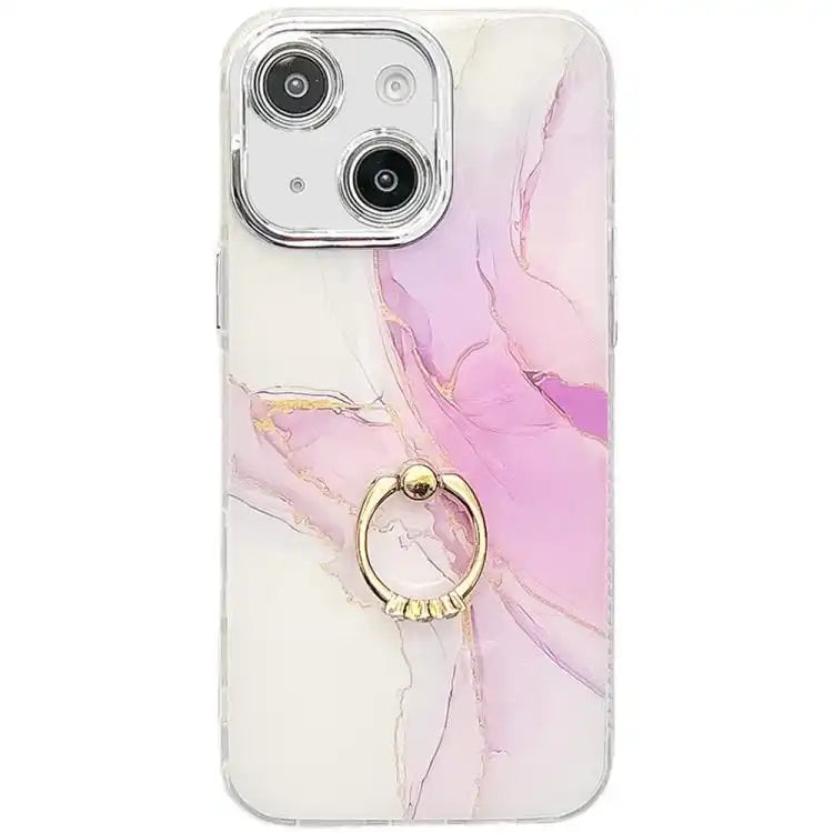 Electroplated Marble Texture Ring Holder Phone Case