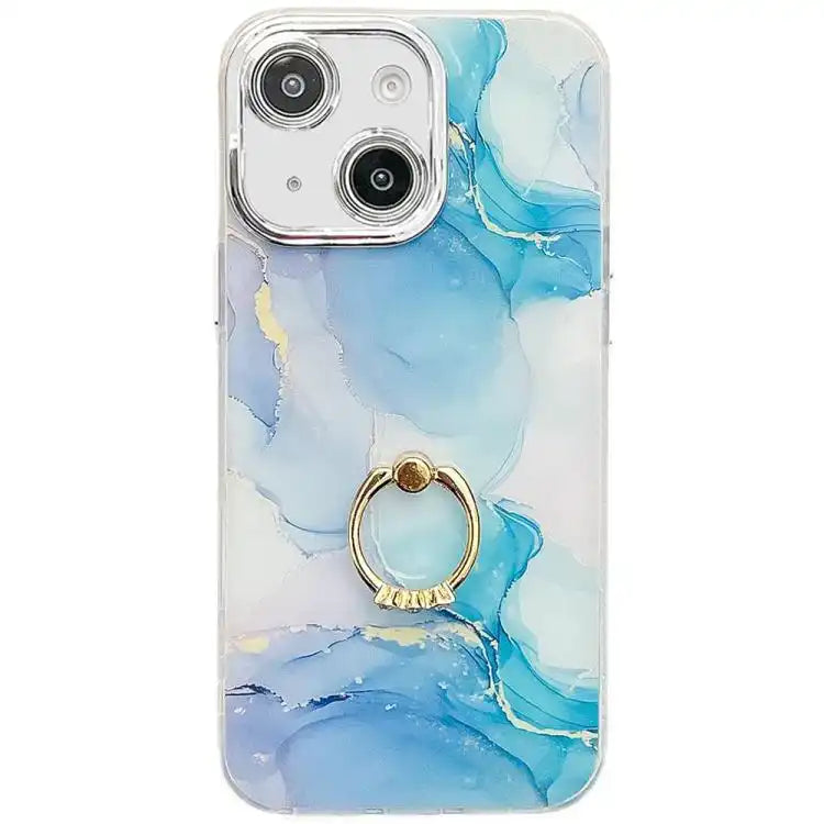 Electroplated Marble Texture Ring Holder Phone Case