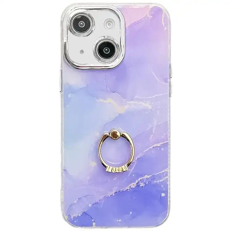 Electroplated Marble Texture Ring Holder Phone Case