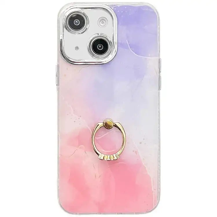 Electroplated Marble Texture Ring Holder Phone Case