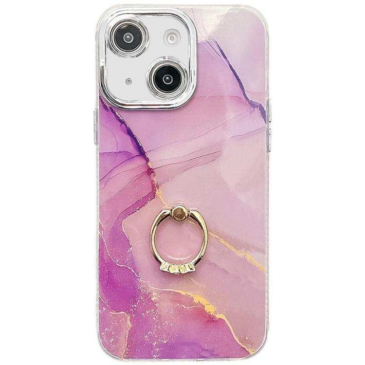 Electroplated Marble Texture Ring Holder Phone Case