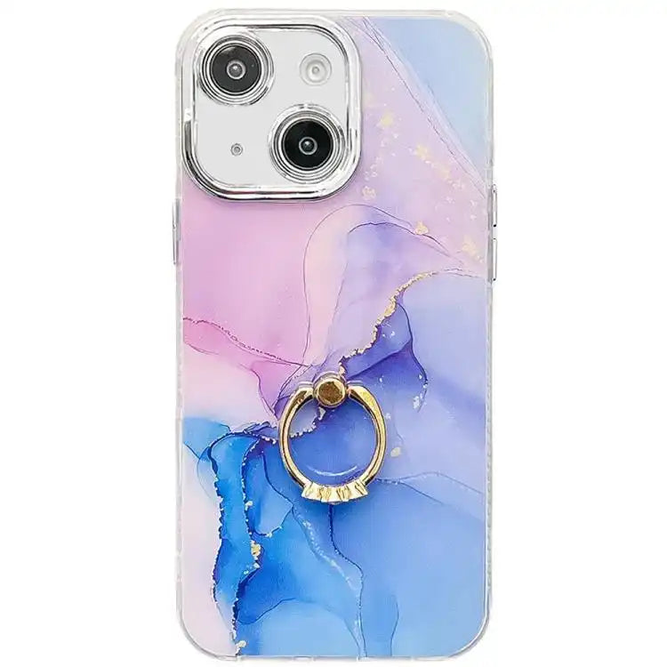Electroplated Marble Texture Ring Holder Phone Case