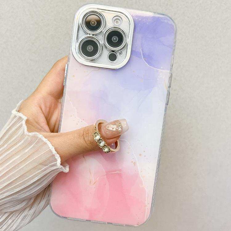 Electroplated Marble Texture Ring Holder Phone Case