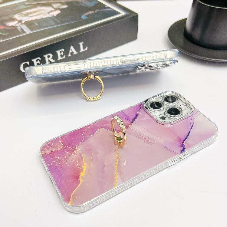 Electroplated Marble Texture Ring Holder Phone Case