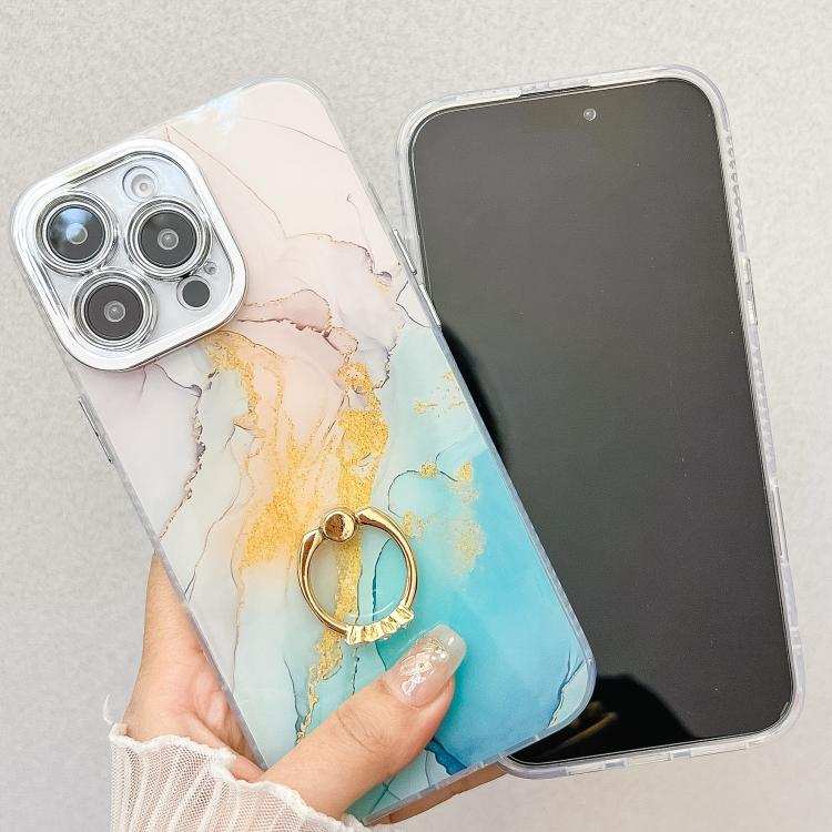 Electroplated Marble Texture Ring Holder Phone Case