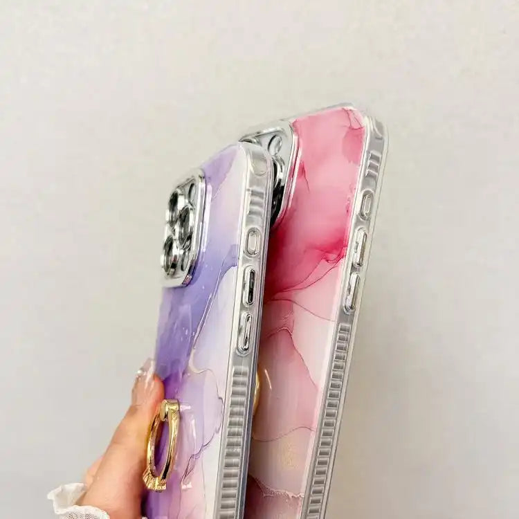 Electroplated Marble Texture Ring Holder Phone Case