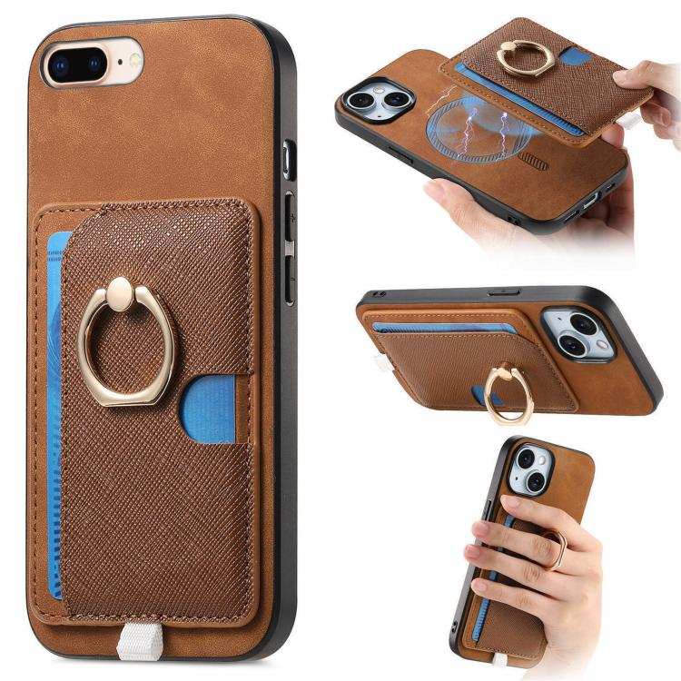 Retro Cross Leather Ring Side Insert Card Bag MagSafe Phone Case