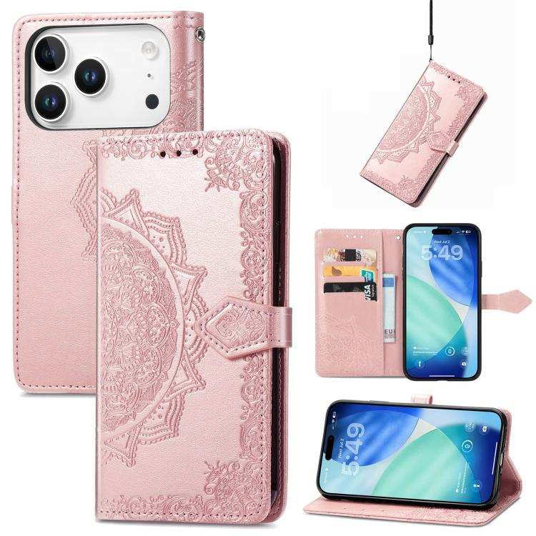 Mandala Flower Embossed Leather Phone Case