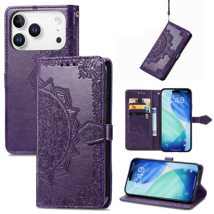 Mandala Flower Embossed Leather Phone Case