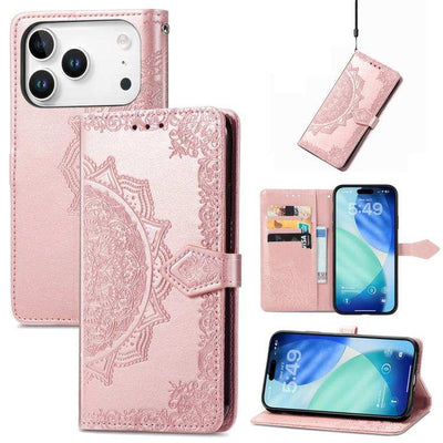 Mandala Flower Embossed Leather Phone Case