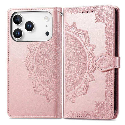 Mandala Flower Embossed Leather Phone Case